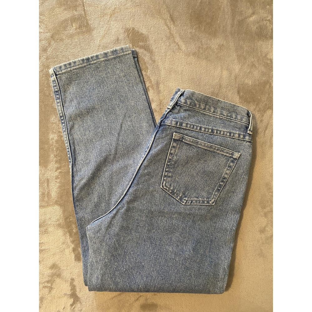 Chic Jeans Sz 12‎ Tall Faded Blue High Rise Tapered Leg Relaxed Fit Casual Retro